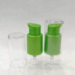 18/415 Hot sale green plastic Cream pumps/ Treatment pumps with transparent overcaps