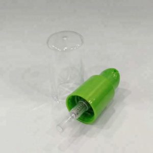 18/415 Hot sale green plastic Cream pumps/ Treatment pumps with transparent overcaps